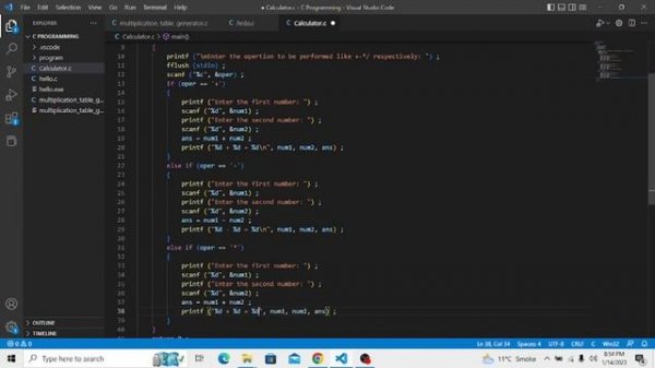 How to make a Calculator in C | VS Code