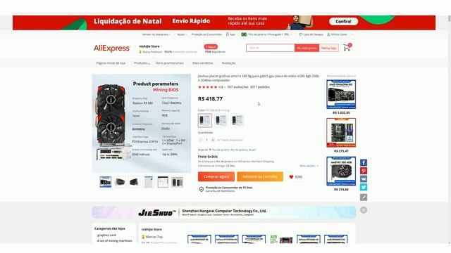 ALIEXPRESS - RX 580 DE 8GB COM PREÇO BAIXO! смотреть онлайн