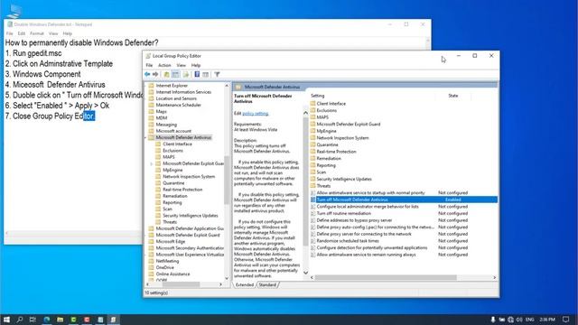 How Disable Windows Defender permanently in Windows 10 new2022 смотреть онлайн