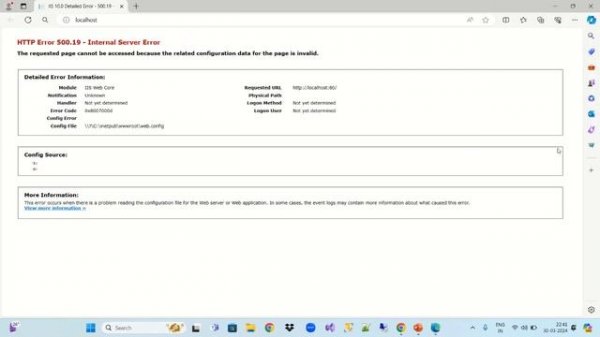 HTTP Error 500.19 Internal Server Error | ASP.NET Core Hosting Bundle Runtime Error