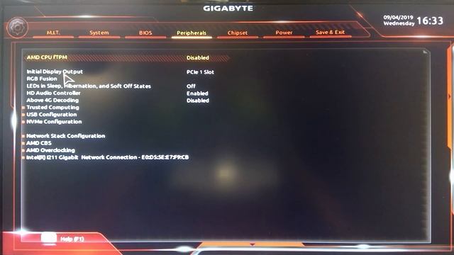 Gigabyte B450 I Aorus Pro Wifi BIOS