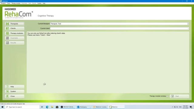 RehaCom Internet Home Training - Basics For Therapist