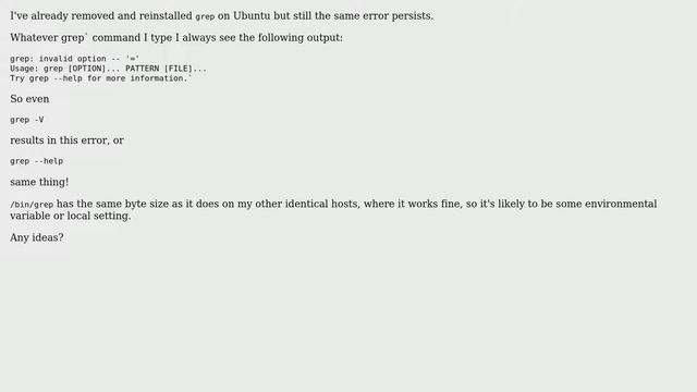 Ubuntu: Every grep command returns "grep: invalid option -- '='" (2 Solutions!!) смотреть онлайн
