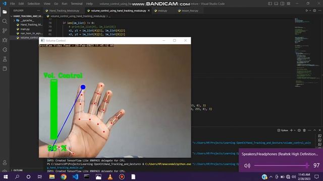 Audio Control by Hand Gestures using OpenCV, Mediapipe смотреть онлайн