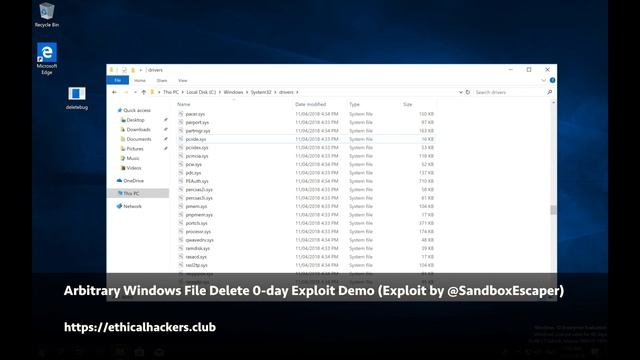 Data Sharing Arbitrary Windows File Delete 0-day Exploit Demo смотреть онлайн