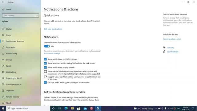 Windows 10 Quick tour Notification settings in System tab смотреть онлайн