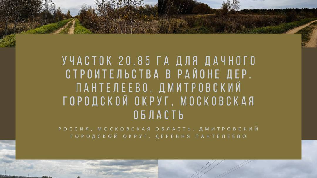 Участок 20,85 га для дачного строительства в районе дер. Пантелеево. Дмитровский городской округ, Мо