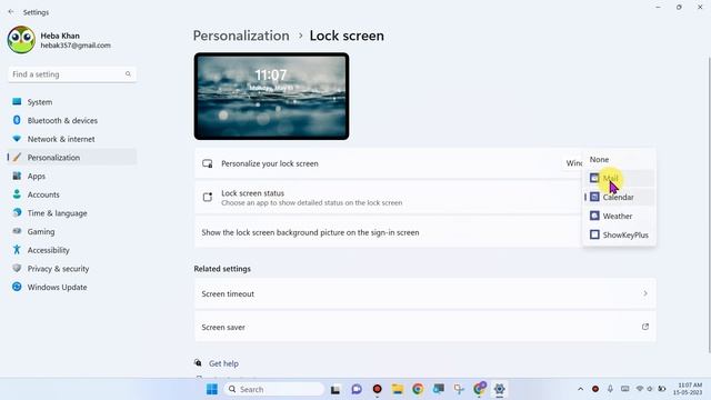 Lock Screen Status Settings in Windows 11 | Mail Calendar & Weather смотреть онлайн