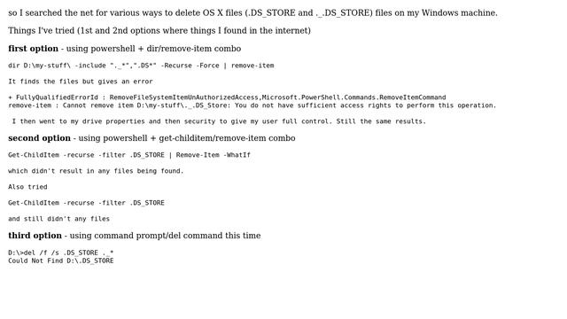 Windows10: how do delete .DS_STORE files via powershell/command prompt? смотреть онлайн