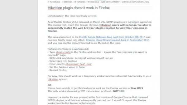 Hikvision WebComponents  Plugin for WEB interface doesn't work - FIX