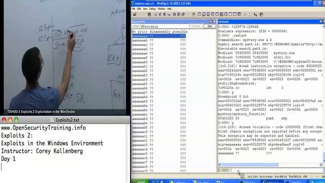 OpenSecurityTraining: Exploits 2: Exploitation in the Windows Environment (day 1, part 3) смотреть онлайн