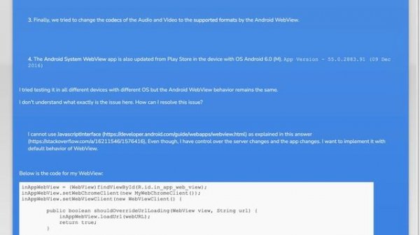 Audio and Video not playing in Android WebView HTML5