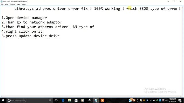 Athrx.sys fix ! Blue screen of death error ! 100% working смотреть онлайн