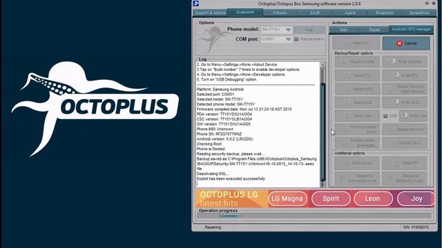 Samsung SM-T715Y Read/Write Certificate with Octoplus Box смотреть онлайн