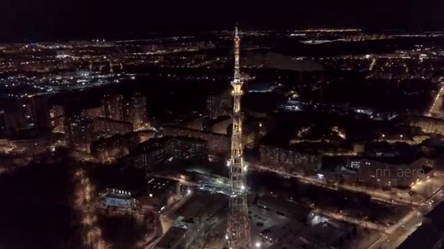 Ночной футаж в районе площади Лядова. Аэросъека Нижний Новгород