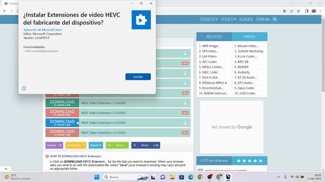 Cómo obtener el códec HEVC gratuito para Windows 10 y 11 / Extensiones de vídeo H.265 / HEVC смотреть онлайн