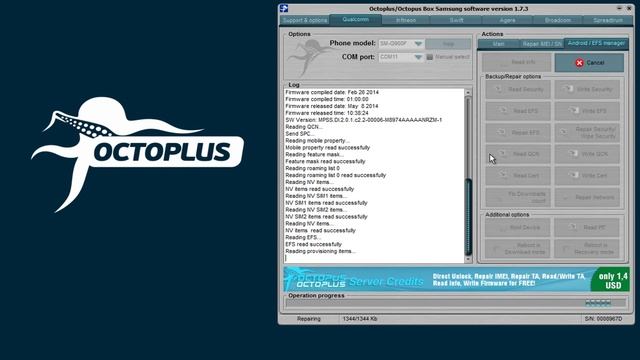 Samsung SM-G900F Unlock and Repair IMEI with Octoplus Box смотреть онлайн
