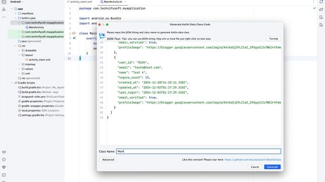 JSON to Kotlin Model Data Class | Android Studio смотреть онлайн