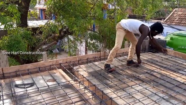 Roof slab reinforcement working process | ROOF SLAB construction | Sree Hari Constructions смотреть онлайн