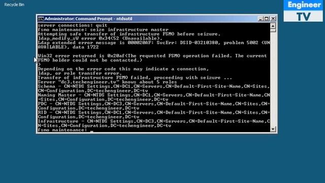 Seize RID, PDC, Infrastructure Roles from ADDS via NTDSUTIL in Windows Server 2008 смотреть онлайн