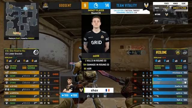 CSGO Team Vitality vs. Godsent - ESL One Road to Rio - Lower Bracket - EU смотреть онлайн
