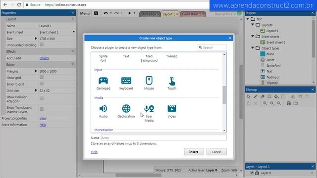 Curso grátis Construct 3 - Aula #6 - Conhecendo os plugins (Funcionalidade extras) смотреть онлайн