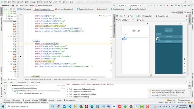 How to make eCommerce grocery android app in Android Studio (Part 2) | Design Sign Up Page in Hindi смотреть онлайн