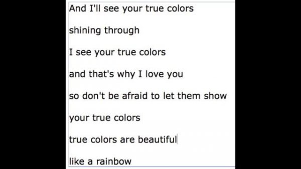 True colors with lyrics