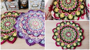 56. Вязание. Крючок. Салфетка Астерия 56 ряд - обвязка последних лепестков. Схемы вязания.mp4