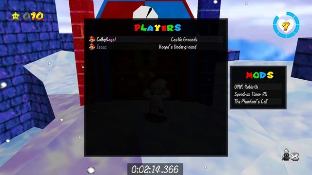 Sm64ex-coop 2p Phantoms Call OMM Rebirth 11 Star Speedrun 4m 15s