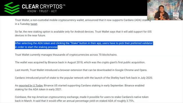 TRUST WALLET Adds Cardano ADA Staking!