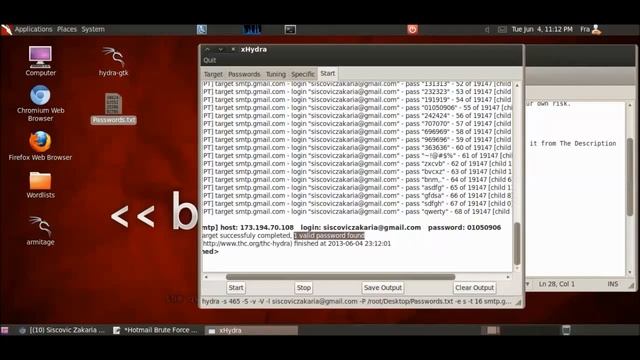 Gmail BruteForce Attack Using Backtrack 5r3 & Hydra Tool [HD] смотреть онлайн