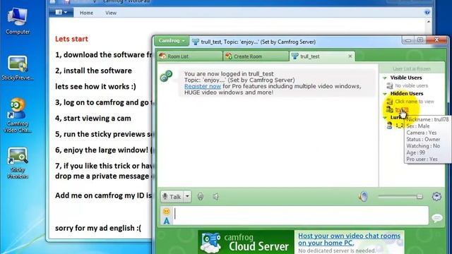Resize Camfrog video windows to large sizes without having pro.... смотреть онлайн