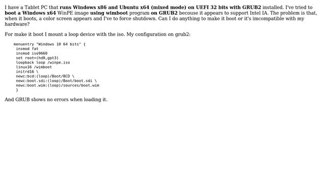 Boot with wimboot a Windows x64 image on UEFI 32 bits смотреть онлайн