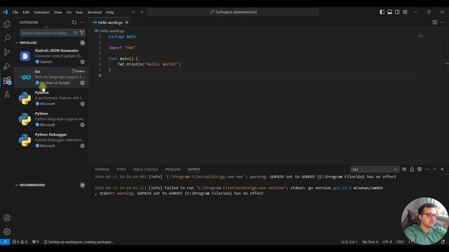 Go Установка VS CODE и GO ошибки при запуске Hello World смотреть онлайн
