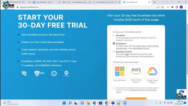 Snowflake Free Trail Account Creation | Self Registration | Snowflake Tutorial for Beginners смотреть онлайн