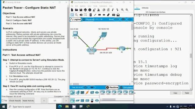 6.4.5 Packet Tracer - Configure Static NAT смотреть онлайн