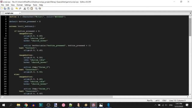 Ren'Py Quarantine - Starting Out & Troll Button смотреть онлайн