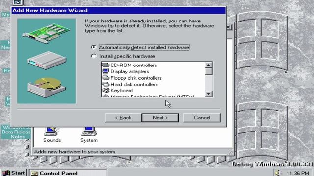 Microsoft Chicago (Windows 95 January Test Release) Build 4.00.331 смотреть онлайн