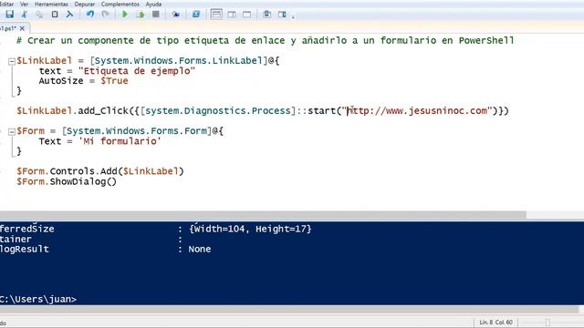 Crear un componente de tipo etiqueta de enlace y añadirlo a un formulario en PowerShell смотреть онлайн