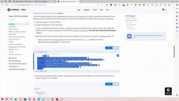 Подключение библиотеки Mapbox