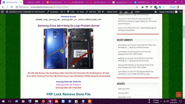Samsung Clone A6+ Flash File MT6580 8.1 Frp & Hang Logo Dead Recovery смотреть онлайн