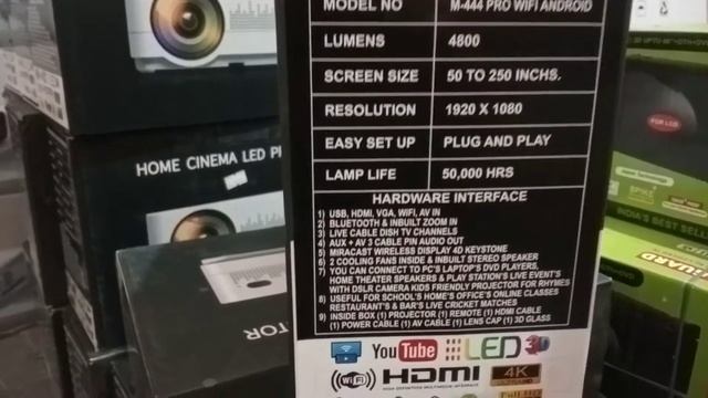 IPL OFFER M444 Android 250 inchs 4800 lumens Daylight projector Map Screen+3D Glass +HDMI 14500 смотреть онлайн