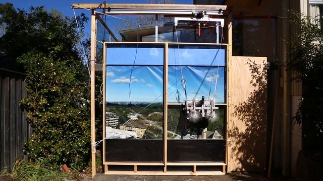 The "Automated High-Rise Window Cleaning Robot" in action on a test jig смотреть онлайн