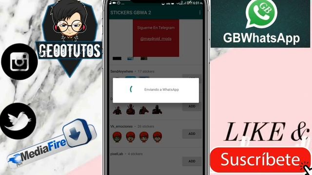 DESCARGA PACK DE STICKERS , AGREGA STICKERS AL GBWHATSAPP смотреть онлайн
