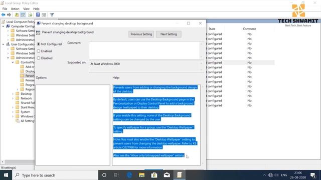 How to Disable Desktop Background Changing in Window 10 with Group Policy [GPO] смотреть онлайн