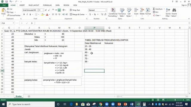 PROJEK BASED LEARNING DARING: STATISTIKA (TABEL DISTRIBUSI FREKUENSI DAN HISTOGRAM) NILAI PTS SISWA смотреть онлайн