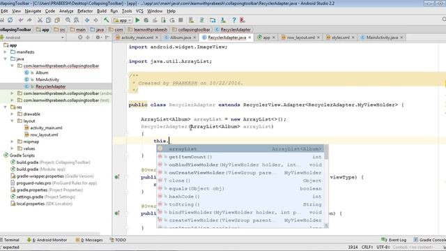 Android Collapsing Toolbar with RecyclerView смотреть онлайн