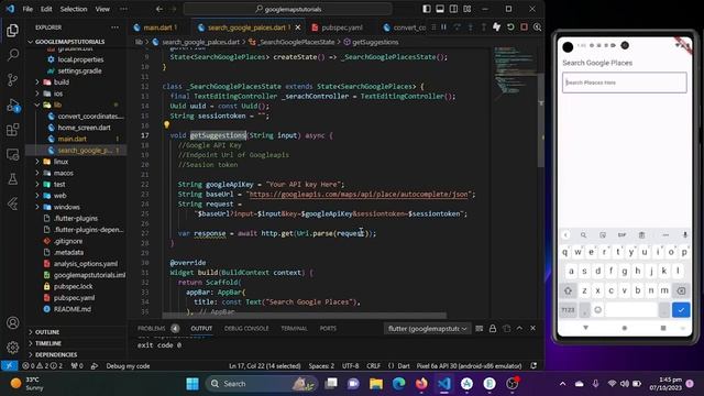 Part - 4 || Flutter Google Places API || Real-time Location Search смотреть онлайн