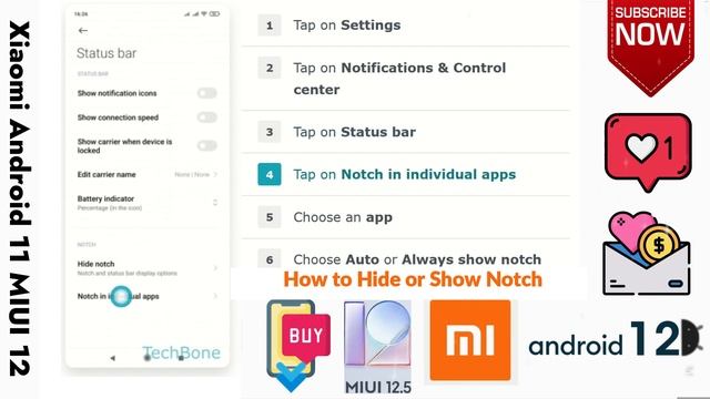 How to Show or Hide the Notch in individual Apps Xiaomi Android 11 MIUI 12 смотреть онлайн